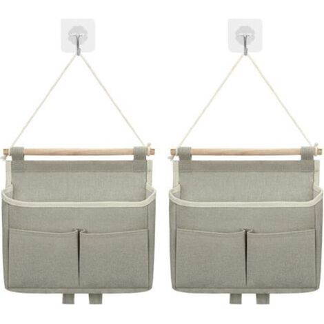 Wall Storage Bag, 2pcs Hanging Bag Pocket Organizer (Gray) (1/5)