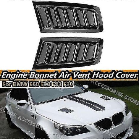 2x Grilles d'aération de capot pour BMW E60 E90 E91 E92 E93 F30 F10, caches d'aération de capot, noir brillant (1/5)