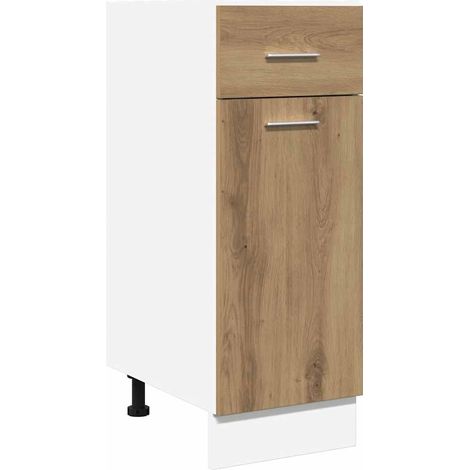 Mueble bajo con cajón "Lyon" de roble artesanal, 30 x 46 x 81,5 cm, madera de ingeniería, vidaXL