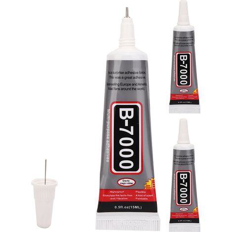 Lot de 3 tubes de colle B-7000 transparente de 15 ml avec aiguille, pour la réparation de bijoux et le bricolage. (1/5)