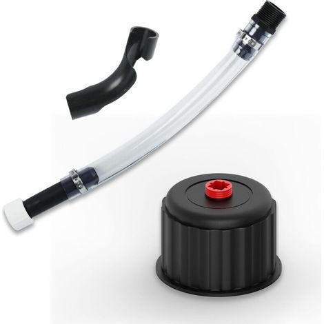 Rennsport-Kraftstoffeinfüllschlauch-Set. Kompatibel mit Jeggs-, LC2- und VP Racing-Kraftstoffen. Enthält einen schwarzen Wasserflaschenschlauch, einen Verschluss und einen Ersatzwinkel. (1/4)