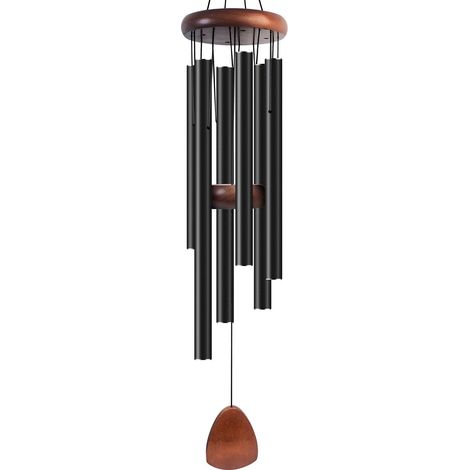 Grand carillon à vent en aluminium de 66 cm pour la décoration extérieure, du jardin et de la terrasse pour créer une ambiance zen Carillon à vent noir classique avec girouette (1/5)