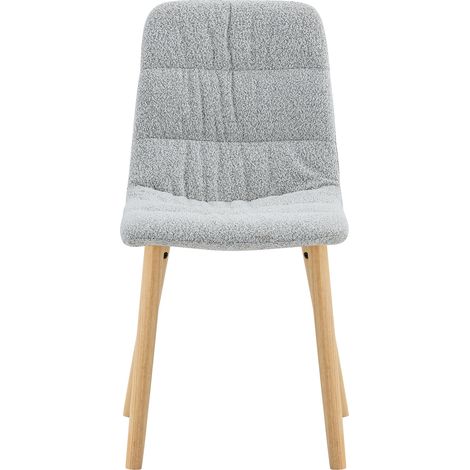 Silla de comedor tapizada en tejido gris claro con patas de madera, 2 unidades (1/5)