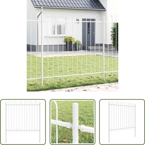 Stahlzaun - Gartenzaun Weiß 1,7 x 1,5 m Pulverbeschichteter Stahl (1/5)