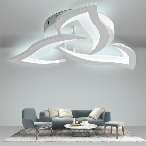56cm Plafonnier LED Salon Fleurs Lustre Chambre 6000K Luminaire Blanc  CRI≥85 Moderne Pétale Lampe de Plafond Froide Cuisine Salle à Manger,Froid Lumière éclairage 15W 1500lm (1/5)
