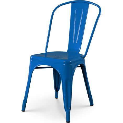 Sedia in metallo blu stile industriale - finitura lucida