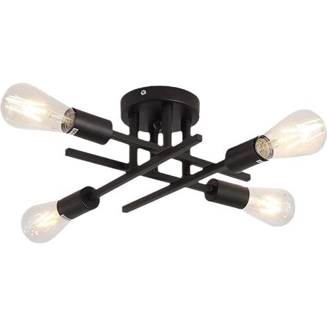 Plafonnier 4 spots spot bar design rétro luminaire plafond vintage douille E27 (1/5)