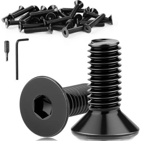 60 Pièces Vis à Tête Fraisée M4x12 mm Vis Inox Noir M4 à Tête Plate DIN 7991/ISO 10642 Inoxydable A2 V2A Six Pans Creux Boulon pour Réparation Mécanique Meubles (1/5)