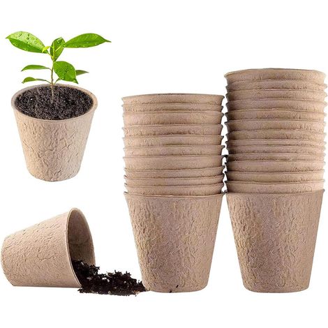Pack of 20 6 cm Peat Pots for Gardens, Vegetable Gardens, Greenhouses (1/5)
