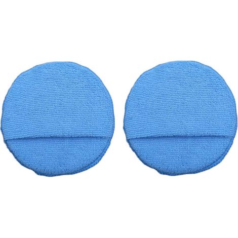 2x éponge microfibre à polir anti rayure moto voiture carrosserie intérieur extérieur tampon applicateur manuel nettoyant bleu ronde, 120mm (1/4)