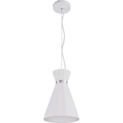 Lampe suspension suspension plafonnier suspension suspension lampe cone lampe salle à manger, plâtre métal anneau chromé blanc, 1x douille E27, DxH 20x177,5 cm (1/3)