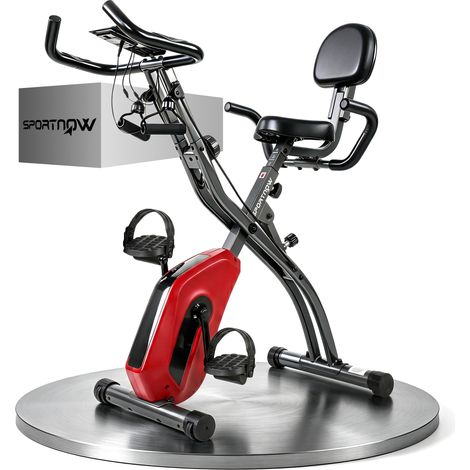 SPORTNOW 3-In-1 Folding Exercise Bike with Resistance Bands, Red (1/5)