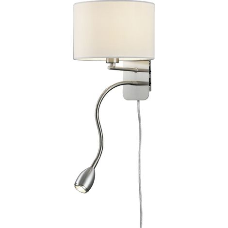 Applique TRIO Hotel 271170201 nickel mat, abat-jour blanc, LED 3,1W, 310 lm, 3000K, E14