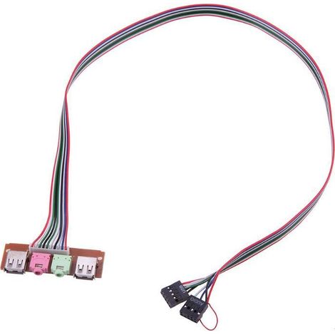 The USB ports are used for the front panel of PC computer cases, and include two USB ports as well as an audio jack for microphone/headphones.