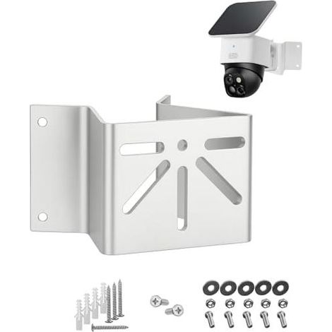 Staffa angolare in acciaio inox per telecamere PTZ. Copertura massima di 270°. Supporto universale per videosorveglianza esterna compatibile con Eufy SoloCam S340, TrackMix, Tapo C425/C500 e AOSU. (1/5)