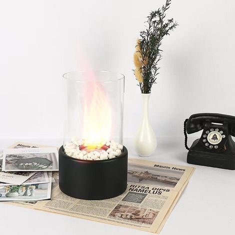 Cheminée de Table au bioéthanol, Feux de cheminée chauffants, Poêle chauffante portative pour l'intérieur et l'extérieur, idée Cadeau pour la Maison et Le Jardin (Noir) (1/5)