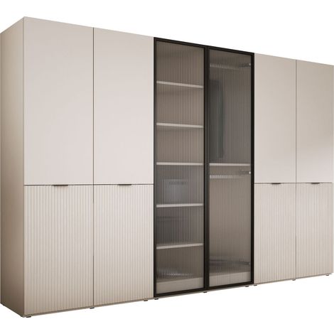 Armoire : Beige Sable / Verre Rainuré, 300 x 200 x 51 cm (1/5)