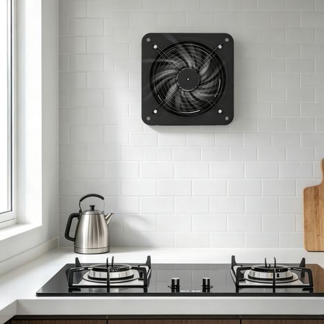 2677m³/h Extracteur d’Air 300mm – avec Clapet Anti-Retour, Ventilation Extracteur d’Air pour Salle de Bain, Cuisine, Garage & Sous-Sol – Noir (1/5)
