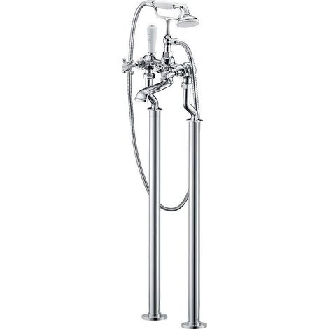 Grifo bimando retro sobre SUELO bañera/ducha CANTERBURY Cromado