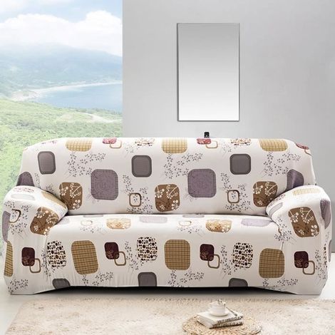 Housse Revêtement de Canapé Tissu Élastique Extensible Moderne pour Canapé de 3 Places Modèle 2 190-230cm (1/4)