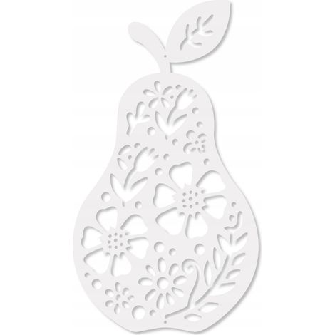 Birnenförmiger Anhänger Z85, durchbrochenes Ornament in Form einer Herbstfrucht, 16 x 20 cm, weiß