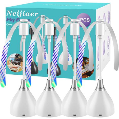 Anti Mouche Anti Mouche Interieur, Ventilateur Anti Mouche de Table 4 Pièces Alimenté par USB ou Batterie, Ventilateur Mouche Table pour Pique-Niques,BBQ,Fêtes (Blanc,4PCS) (1/5)
