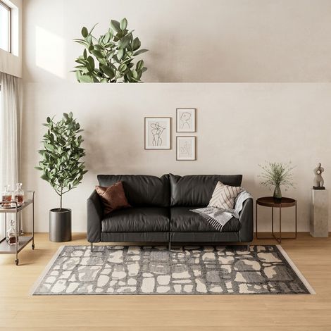 Tapis en jute Tapis Alistair - 150x80cm, Rectangular - 100% Jute - Tissé main - Noir