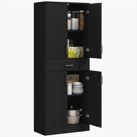 Buffet Meuble de rangement cuisine 180 cm noir avec étagères (1/5)