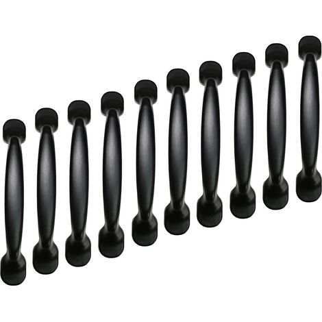10 Möbelgriffe, Küchengriffe, Schranktürgriffe, Schubladengriffe, Lochabstand 96 mm (schwarz)