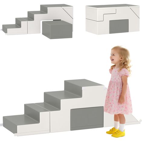 Kletter- und Rutschspielzeug für Kinder, fördert Motorik, Kunstleder, EPE-Schaum, 86x49x47 cm, Grau