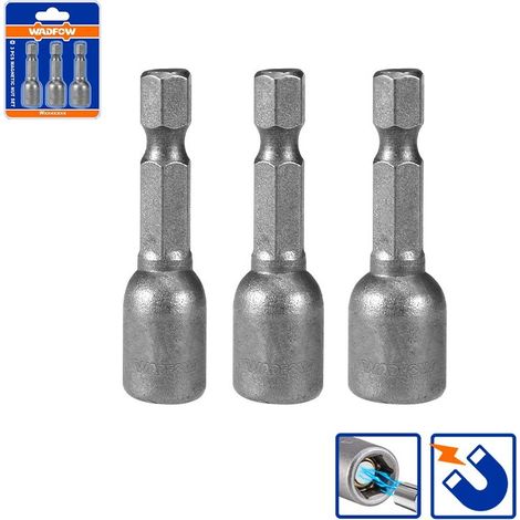Juego 3pz Vasos Magnéticos Hex. 1/4" de 6, 8 y 10 mm Wadfow (1/4)