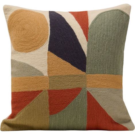 Housse de coussin en Motif graphique brodé au point de chainette FERGUS