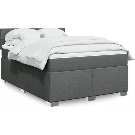 Boxspringbett mit Matratze Dunkelgrau 160x200 cm Stoff