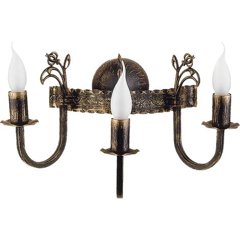 Applique vintage a 3 luci bronzo patinato E14 Jupiter