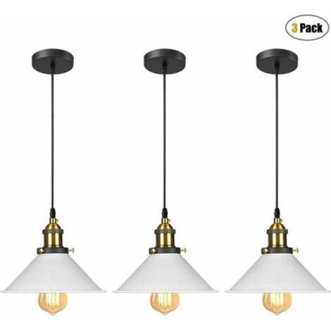 3x retro taklampa industriell design Edison taklampa E27 ljuskrona metall taklampa, Ø 22cm, vit (1/5)