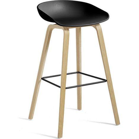 [GEBRAUCHT] B-Ware HAY Hocker Barstuhl About A Stool Sitzhöhe 65 cm Eiche Schwarz Kunststoffgleiter (1/2)