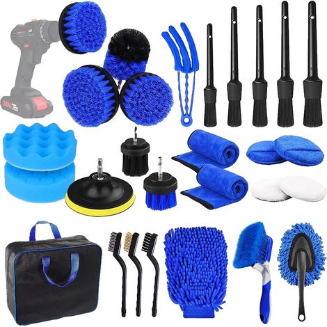 Kit de Détail de Voiture, Outils de Nettoyage Polyvalents, Ensemble de Maintenance Portable, Bleu (1/2)