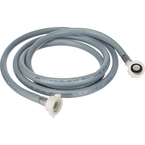 Cold water inlet hose (for washing machine, dishwasher, all common brands Miele, Bosch, Beko, Siemens, Bauknecht, AEG, Gorenje, 2.5 m, 1 piece) gray (1/4)