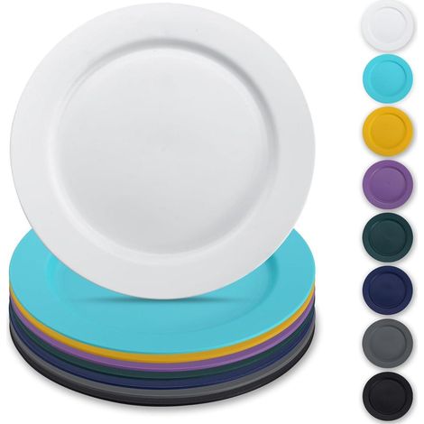 8er Set Kunststoffteller 25cm Mehrweg Mehrfarbig für Picknick Camping Zuhause (1/5)