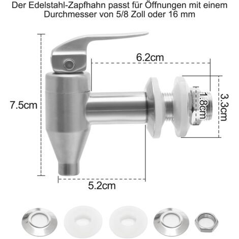 Robinet de Remplacement pour Distributeur de Boissons, Robinet Fontaine à Eau en Acier Inoxydable, Robinet pour Distributeur de Bière pour la Maison et la Fête (1/4)