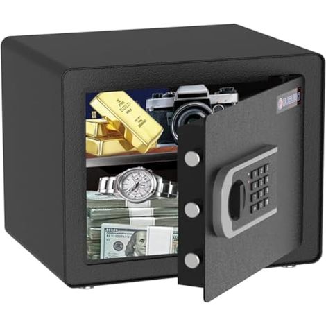 Coffre-fort de 1,2 leston, coffre-fort à la maison pour espèces, argent, bijoux, pistolets, documents, bote de sécurité en acier massif avec clavier de sécurité électronique numérique pour la (1/5)