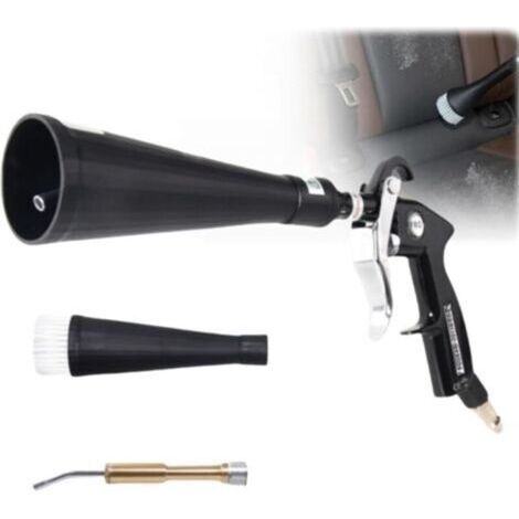 Pistolet de nettoyage pour intérieur de voiture - Pistolet souffleur haute pression avec 2 buses - Nettoie et sèche rapidement les surfaces des voitures avec des outils de détail solides pour éliminer