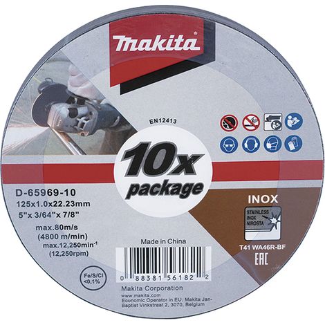 D-65969-10 Disco da taglio 125 x 1,0 x 22,23 mm, WA46R, 10 pezzi