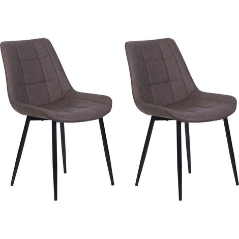 Set of 2 Dining Chairs MELROSE II Faux Leather Dark Brown