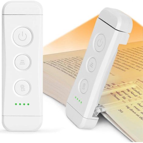 Glocusent Leselampe, USB-wiederaufladbare Leselampe, geeignet zum Lesen im Bett, tragbare LED-Leselampe zum Anklemmen, 3 bernsteinfarbene Lichtfarben und 5 einstellbare Helligkeitsstufen, kompatibel (1/5)