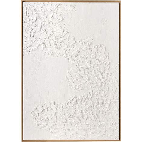 Stampa su tela da parete, design 3D realizzato a mano, materiali sintetici, cornice in legno di pino, bianco, Clifden