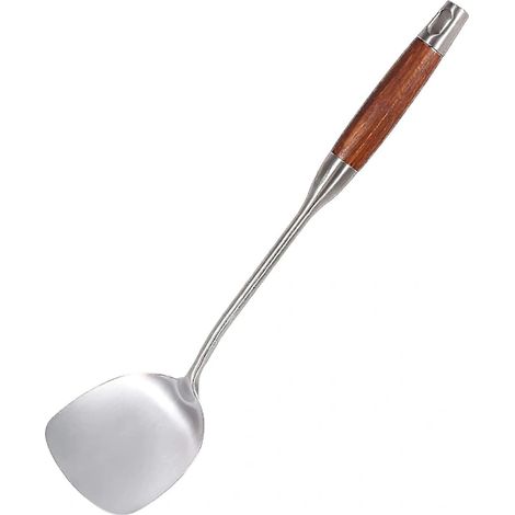 Spatule wok en acier inoxydable 304 avec manche en bois (1/5)