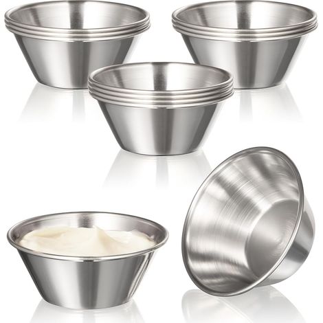 12 pièces - Pots à épices - Conservation alimentaire - Acier inoxydable - Bols à condiments réutilisables - Usage domestique et professionnel - 1,5 oz - Argent (1/5)