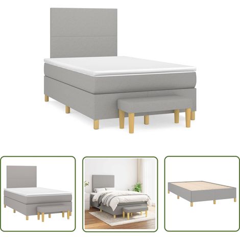 The Living Store Boxspringbett mit Matratze Hellgrau 120x190 cm Stoff - Boxspringbett - Doppelbett - Bettenrahmen - Schlafsofa - Liegefläche 120x190 Cm (1/5)