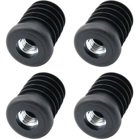 4 bouchons filetés M8 - pour tubes ronds jusqu'à 22 mm de diamètre - polyamide et acier galvanisé